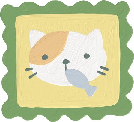 Handdrawn Painterly Cute Objects Cat Stamp